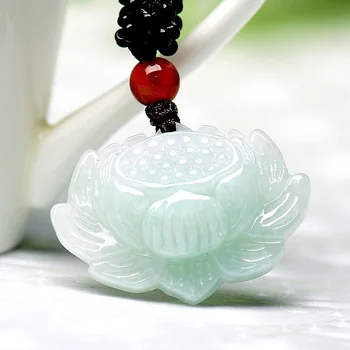 Naturale de Smarald Lotus Pandantiv Colier Farmec Moda Bijuterii Accesorii de Mână-sculptate Bărbat Femeie Norocoasă Amuleta Lanț Pulover