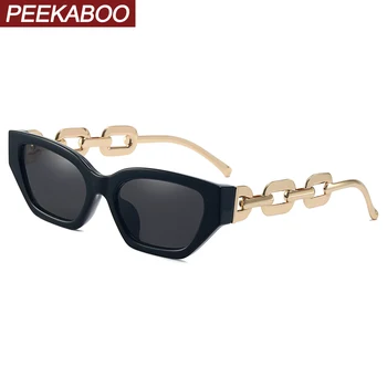 Peekaboo epocă ochelari de soare femei pătrat lanț de moda doamnelor ochelari de soare ochi de pisica uv400 aur negru 2022, accesorii femei