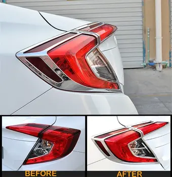 Pentru Honda Civic 2016 2017 2018 Sedan Crom Spate Coada de Lumină de Lampă Capac Ornamental de Turnare 4buc