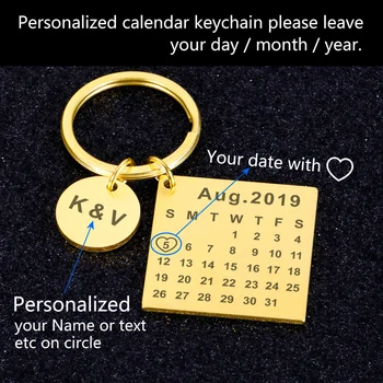 Personalizat, breloc Personalizat Inel Gravat Data Calendaristică din Oțel Inoxidabil Breloc Cadou de Aniversare de Nunta pentru Prietenul Sotului