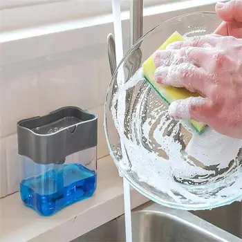 Portabil Dozatorul de Detergent, Set pentru Bucătărie detergent de Vase Cutie cu Burete Titular de Presă de Mână Lichid de Distribuire Instrumente
