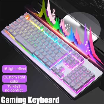 RGB lumina de Fundal Tastatură de Gaming cu Fir USB Tastatura Plutitoare Liniștită Ergonomic rezistent la apa Mecanic Sentiment Tastatura