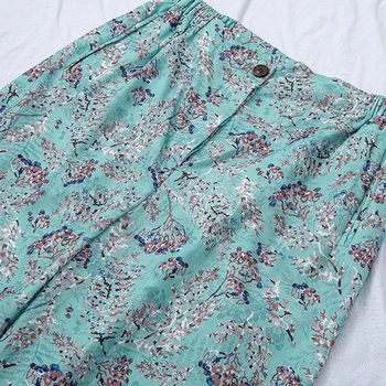 TWOTWINSTYLE Print Floral Pantaloni Pentru Femei Elastic Talie Mare Lungime Completă Liber Casual Dantela-Up Pantaloni Largi Picior de sex Feminin 2021