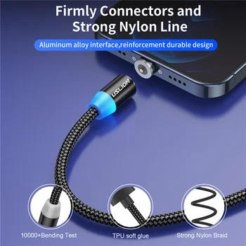 USLION CONDUS Magnetic USB Cablu de Încărcare Rapidă de Tip C Cablu Pentru iPhone 12 11 Xiaomi Samsung Magnet Încărcător Micro 1m 2m Cablu de Sârmă