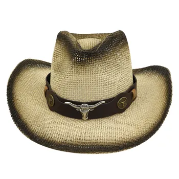Vintage Cowboy Pălărie De Paie Pentru Bărbați Pălării Albe, Maro Cafea Pescuit Capace Bărbați