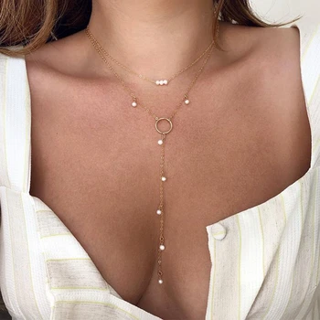 VKME Moda Vintage Lanț Lung de Perle Colier Pentru Femei Boho Stratificat Link-ul de Lanturi Coliere Pandantiv Colier Trend 2021 Bijuterii