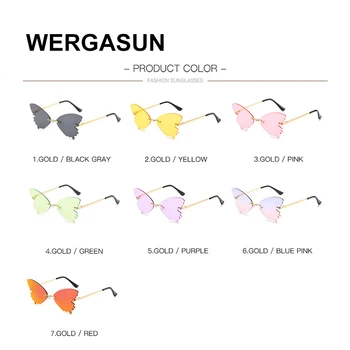 WERGASUN Brand de Moda designer de ochelari de soare pentru femei de Vară fără ramă În formă de fluture de Soare ochelari de Lux ochelari de Soare, femeie