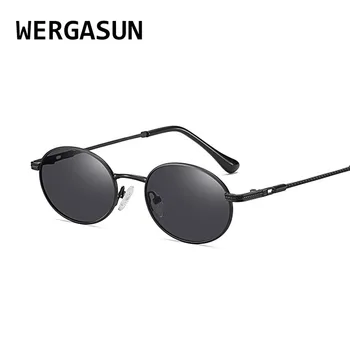 WERGASUN Vintage Rotund ochelari de Soare Barbati 2021 Nou de Lux Femei Oval Punk Ochelari Ochelari de UV400 Gafas de sol