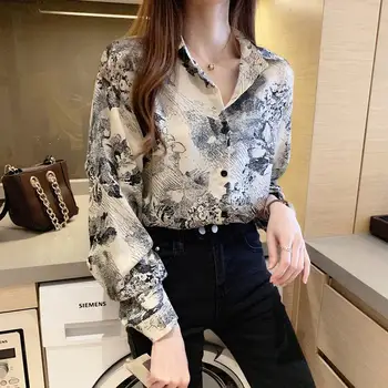XEJ Cerneală Stil Șifon Bluza pentru Femei de Primavara 2021 Îmbrăcăminte pentru Femei Topuri pentru Femei de Moda coreeană Bluza Eleganta Bluza Feminin